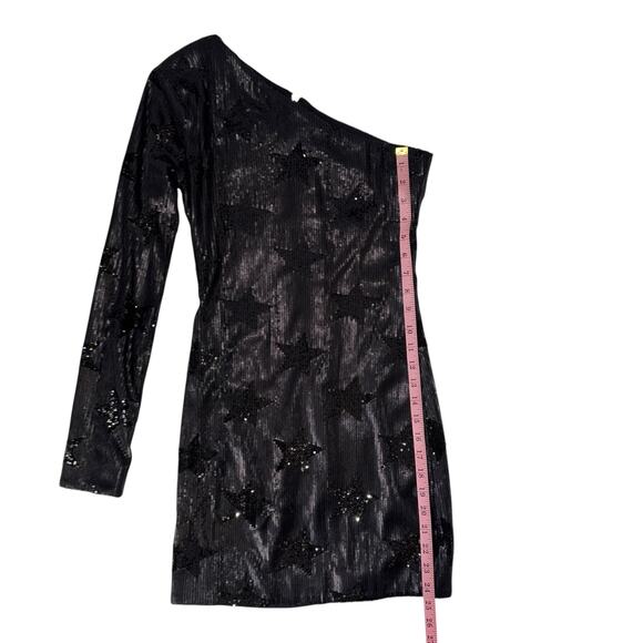 RtA Edie Black One Shoulder Sequin Mini Dress Size 4 Luxury Cocktail Party - Picture 11 of 16